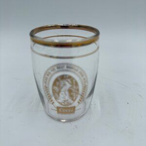 Vintage Coors Glass Tumbler Tasting Chaser or Shot Glass Gold Rim 3” Tall 80’s